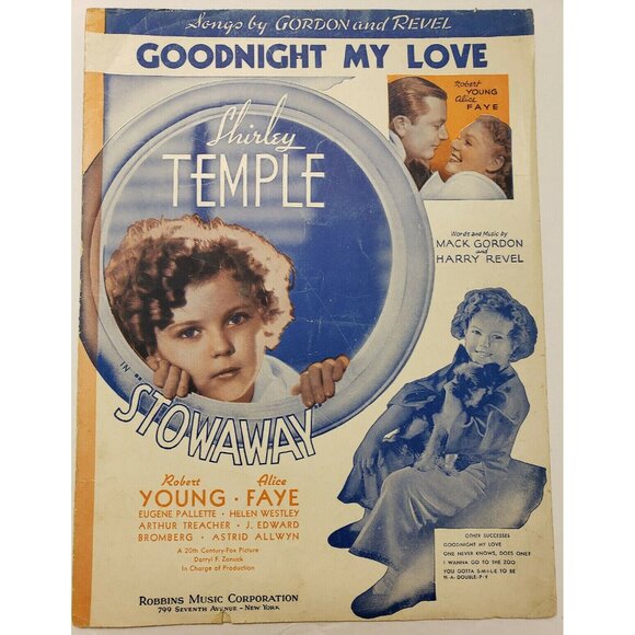 Sheet Music"Goodnight my Love" Shirley Temple Alice Faye Stowaway 1936 - Picture 2 of 5